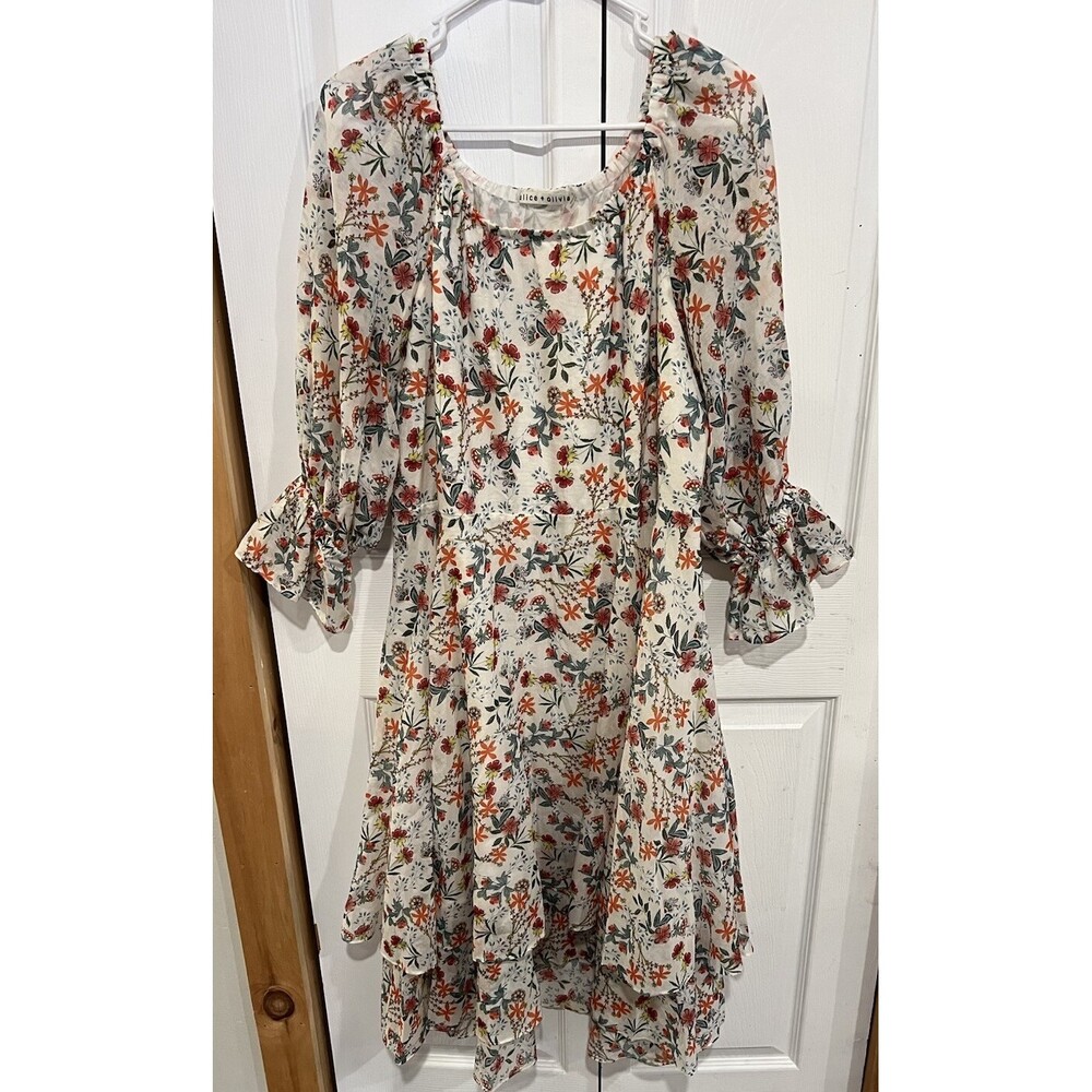Alice + Olivia Miora High Low Midi Dress Floral Size 8